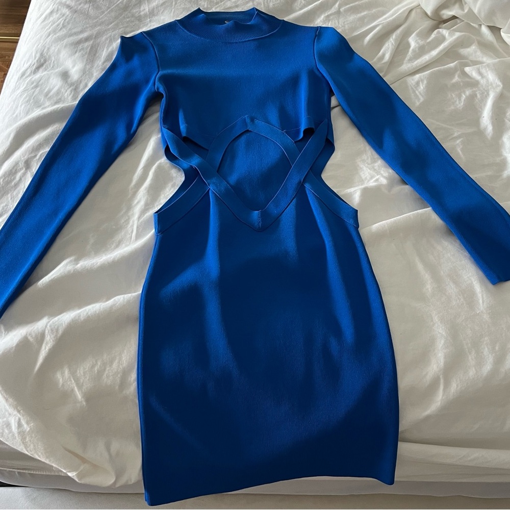 NEW Blue Cutout Long Sleeve Zara Dress